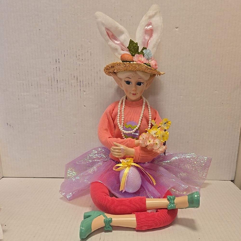 NWT Large Cynthia Rowley Easter Elf with Pink and Purple Outfit